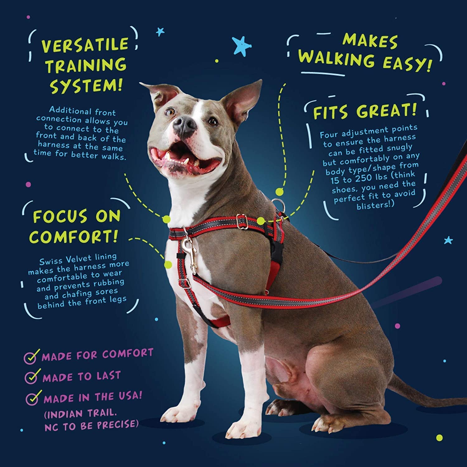 2 Hounds Design Front O-ring control enables confident leash guidance during walks