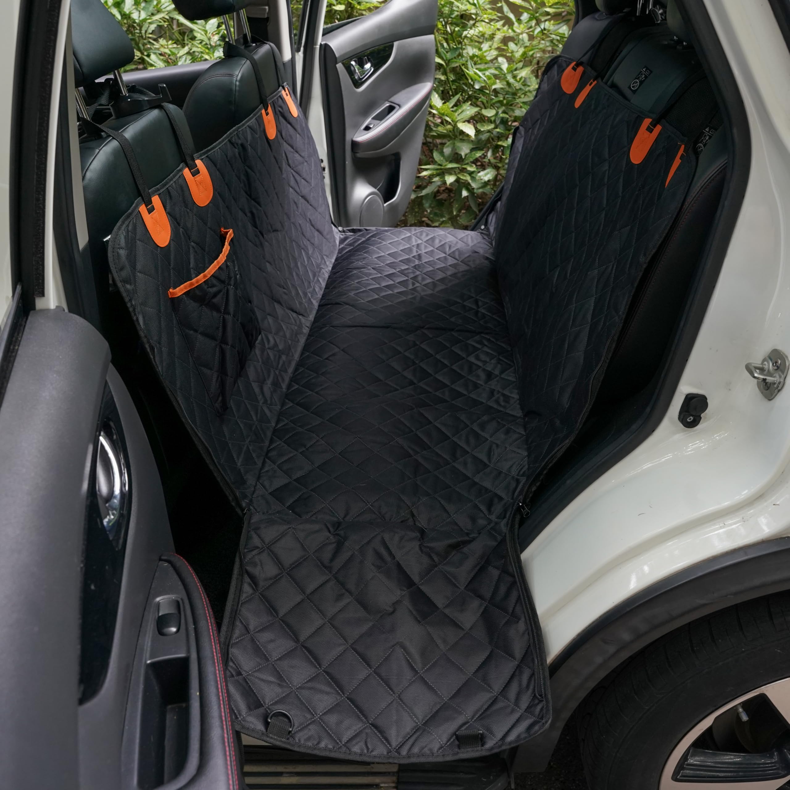 2in1 dog car seat cover hard bottom back seat extender adds stable support
