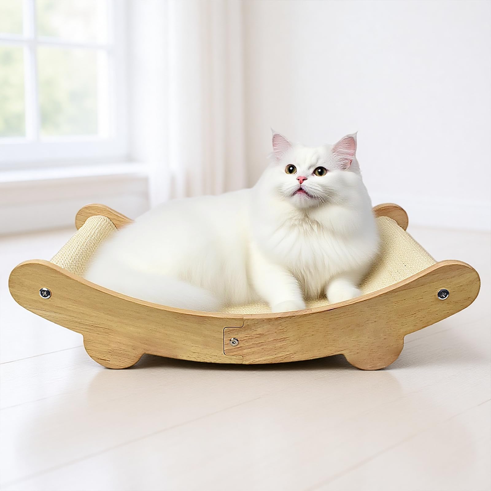 2-in-1 Natural Sisal Cat Scratcher Bed keeps furniture safe while cats relax indoors