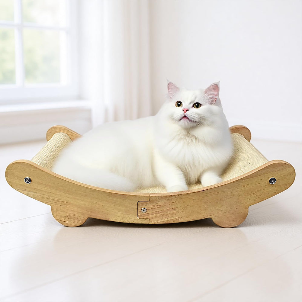 2-in-1 Natural Sisal Cat Scratcher Bed keeps furniture safe while cats relax indoors