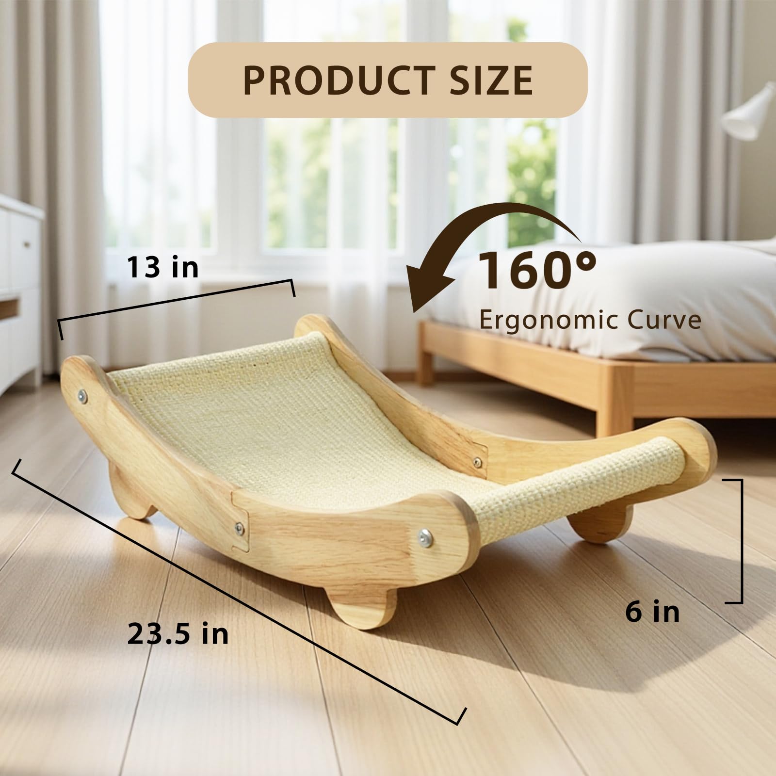 2-in-1 Natural Sisal Cat Scratcher Bed natural sisal odor-free material safe for indoor cats