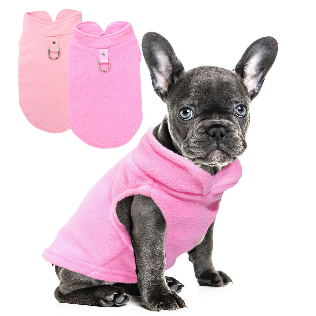 2pack dog sweater back D-ring shows leash-ready design for safe outdoor walks.