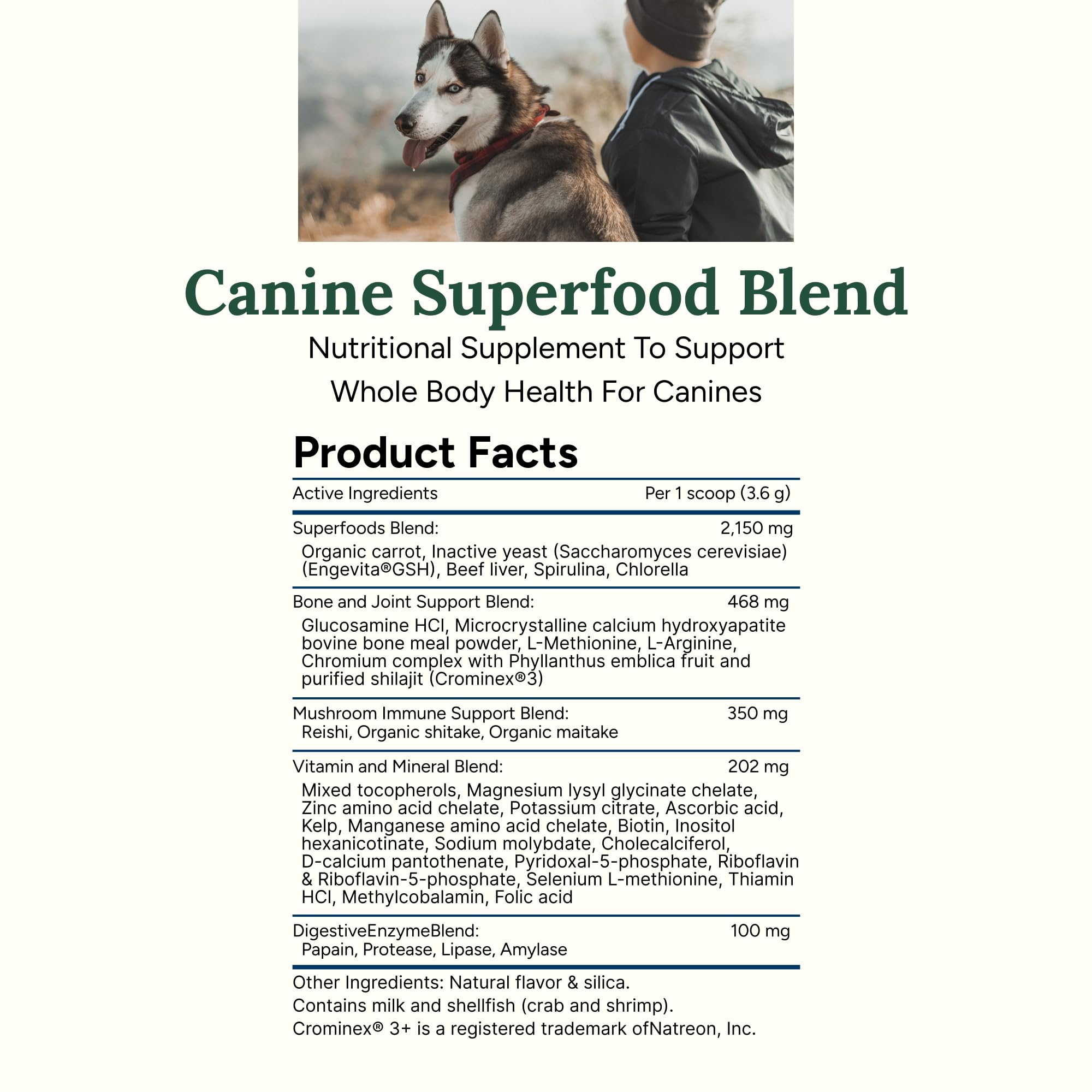 360 Pet Nutrition Canine Superfood Boost serving-suggestion image communicates easy integration into meals