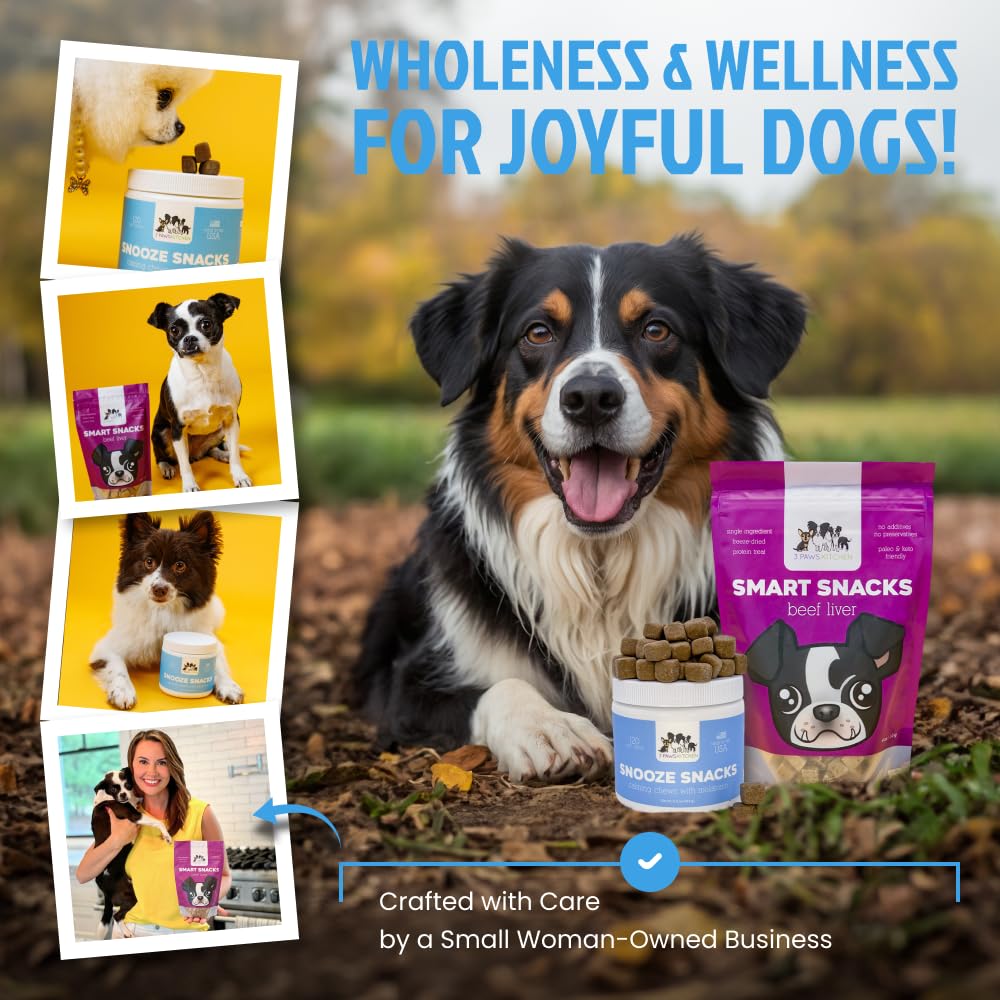 3 Paws Kitchen Snooze Snacks USA-made facility logo signals quality production