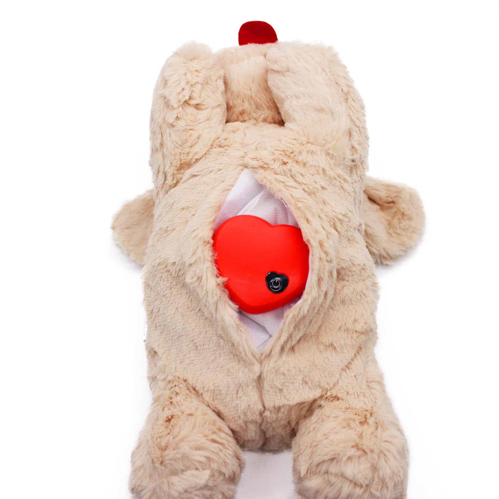 3T GROUP Heartbeat Puppy removable-heartbeat-device emphasizes easy cleaning and safe removal before washing.