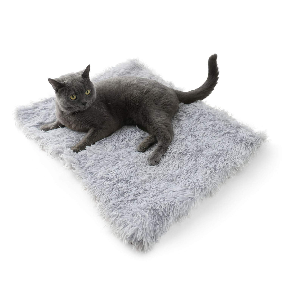 4CLAWS furry pet bed-mat convertible grey with easy-fold design for cozy naps