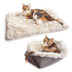 4CLAWS furry pet bed mat flat view offers plush comfort for cats and small dogs