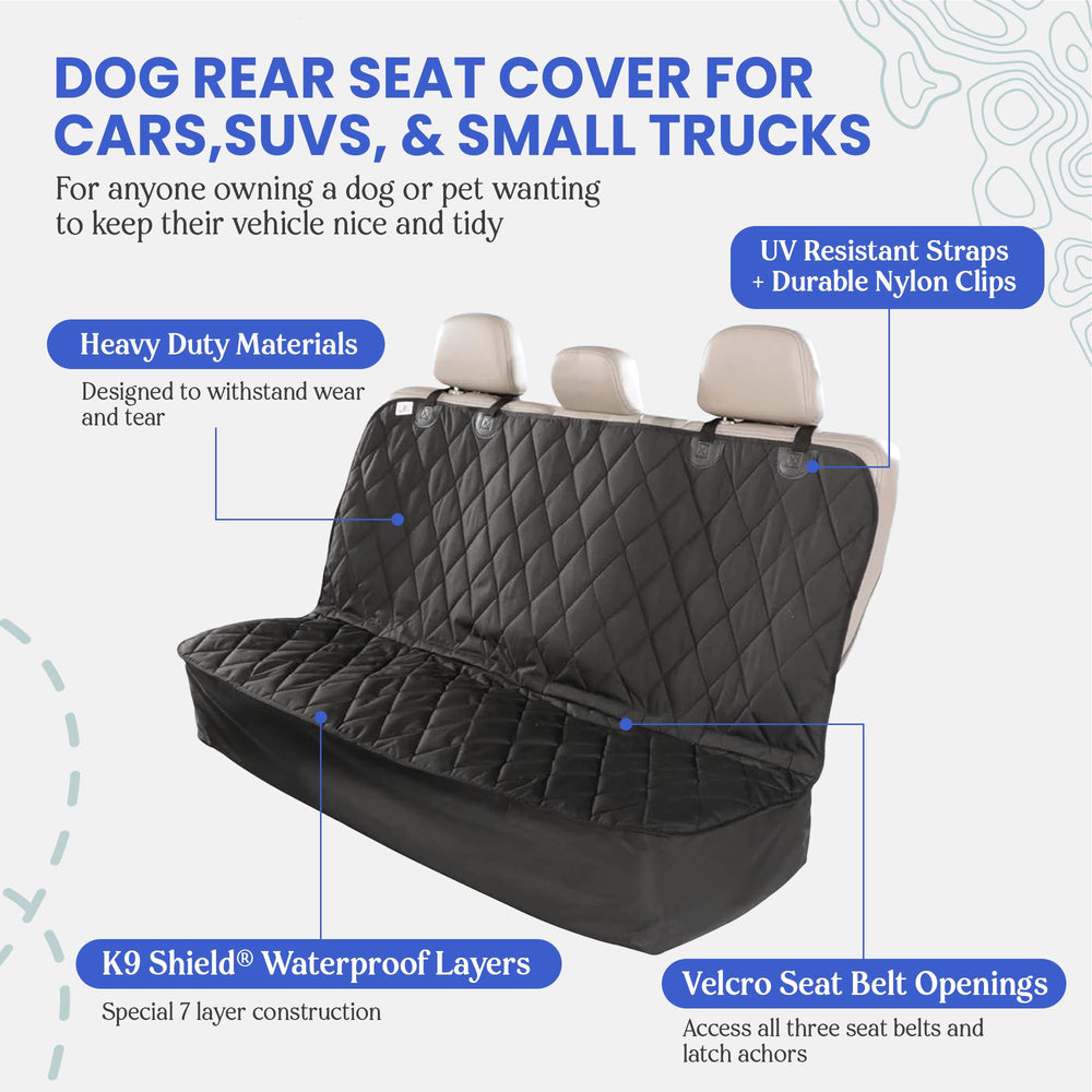 4Knines back seat cover non-slip bottom keeps seats secure during road trips