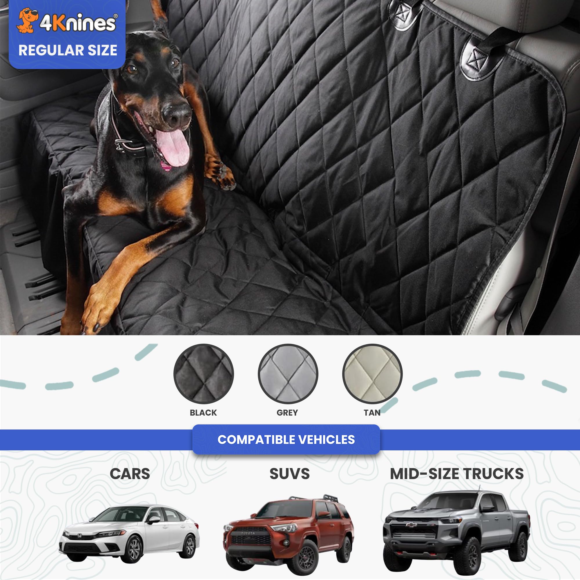 4Knines back seat cover seat belt access ensures quick restraint for pets