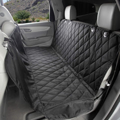 4Knines dog backseat cover hammock in black protects seats from dirt and hair.