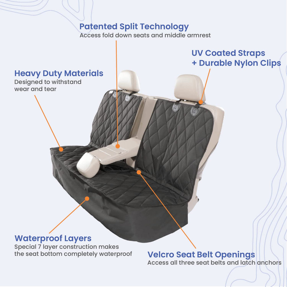 4Knines dog seat cover non-slip back keeps cover in place on rough roads.