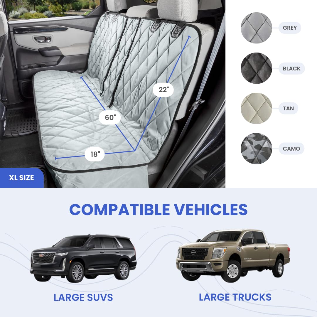 4Knines durable quilted backseat cover withstands daily pet use and messes.