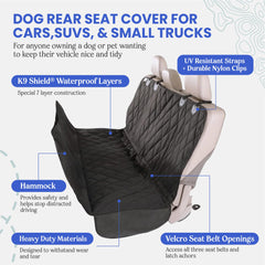 4Knines K9-Shield waterproof layer helps contain spills and drool during travels.