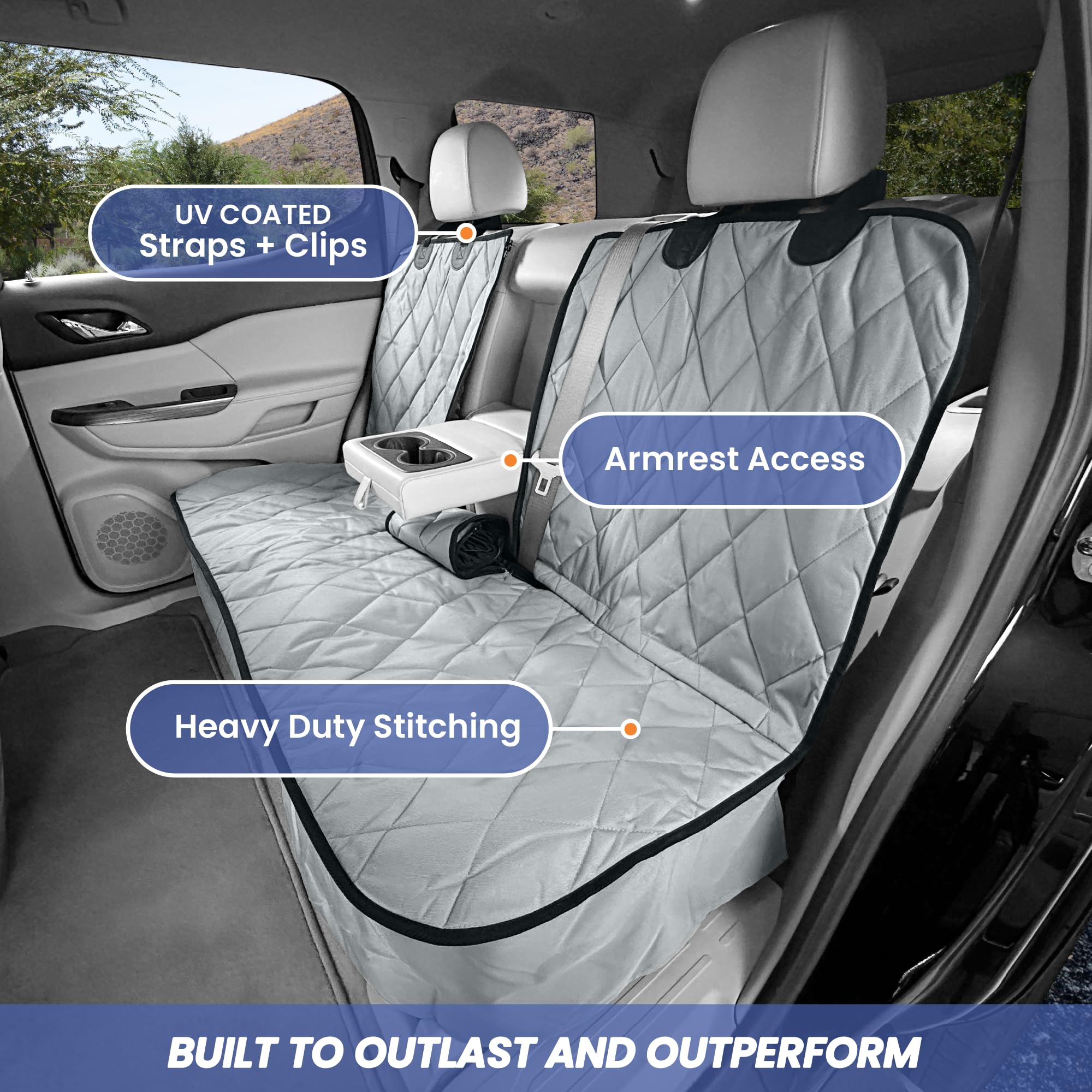 4Knines seat cover non-slip backing keeps the cover in place during energetic trips