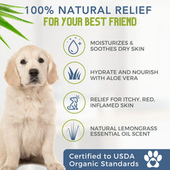 4Legger dog shampoo label highlights organic formula and cruelty-free credentials.