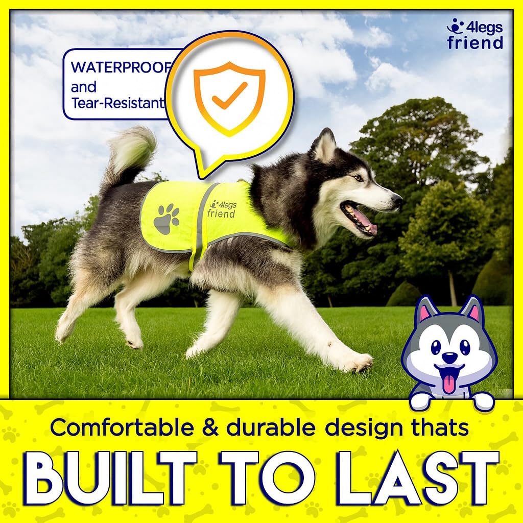4LegsFriend rain-snow-proof-vest keeps dog visible and dry on wet days