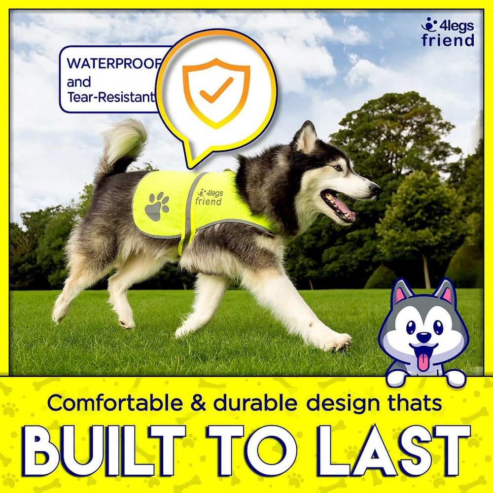 4LegsFriend rain-snow-proof-vest keeps dog visible and dry on wet days