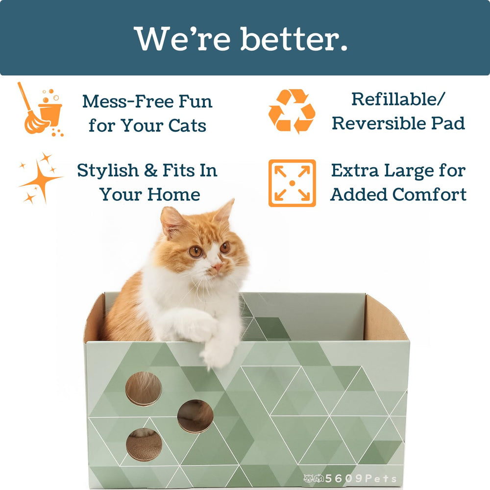5609PETS green forest pattern scratcher adds stylish home décor