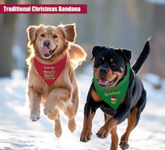 68Win Christmas dog bandana soft polyester closeup highlighting breathable comfort.