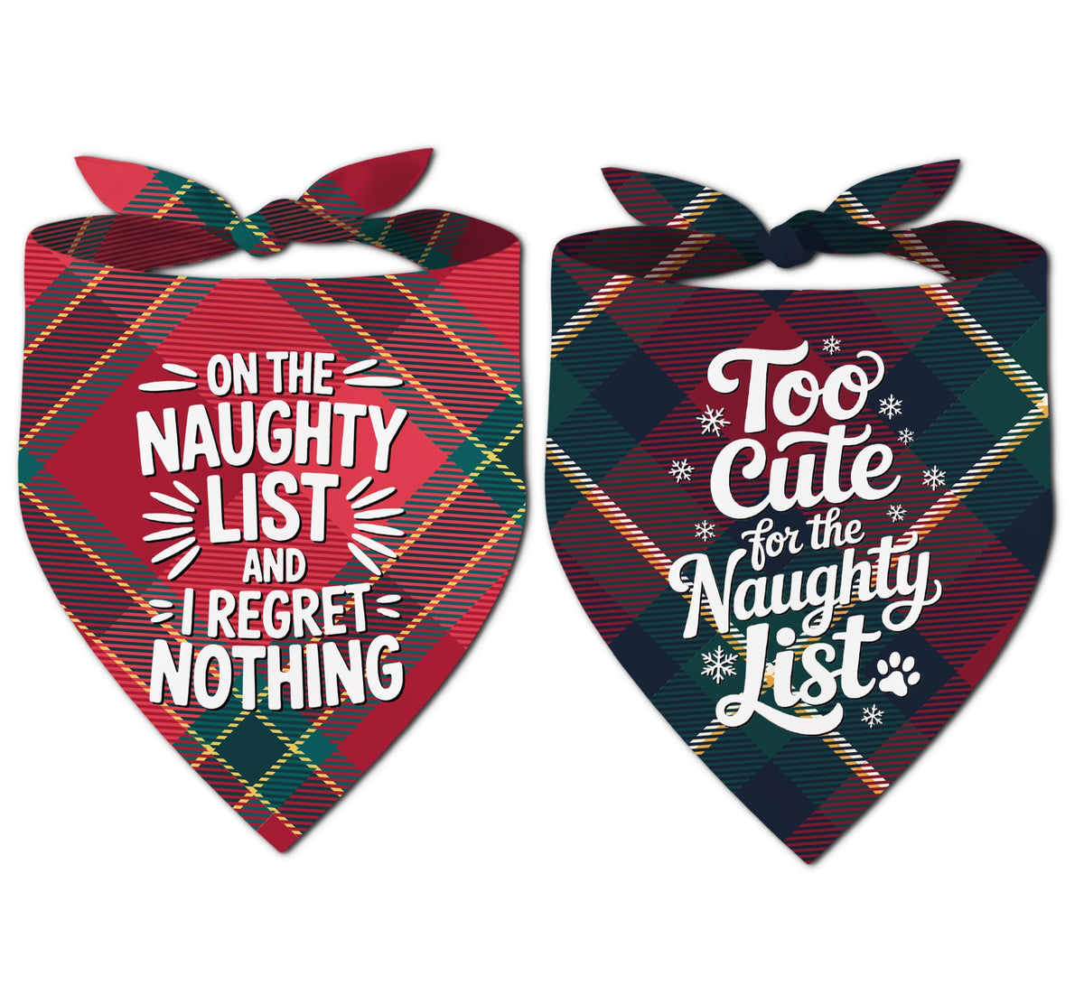 68Win Christmas dog bandanas red plaid front view for festive holiday photos