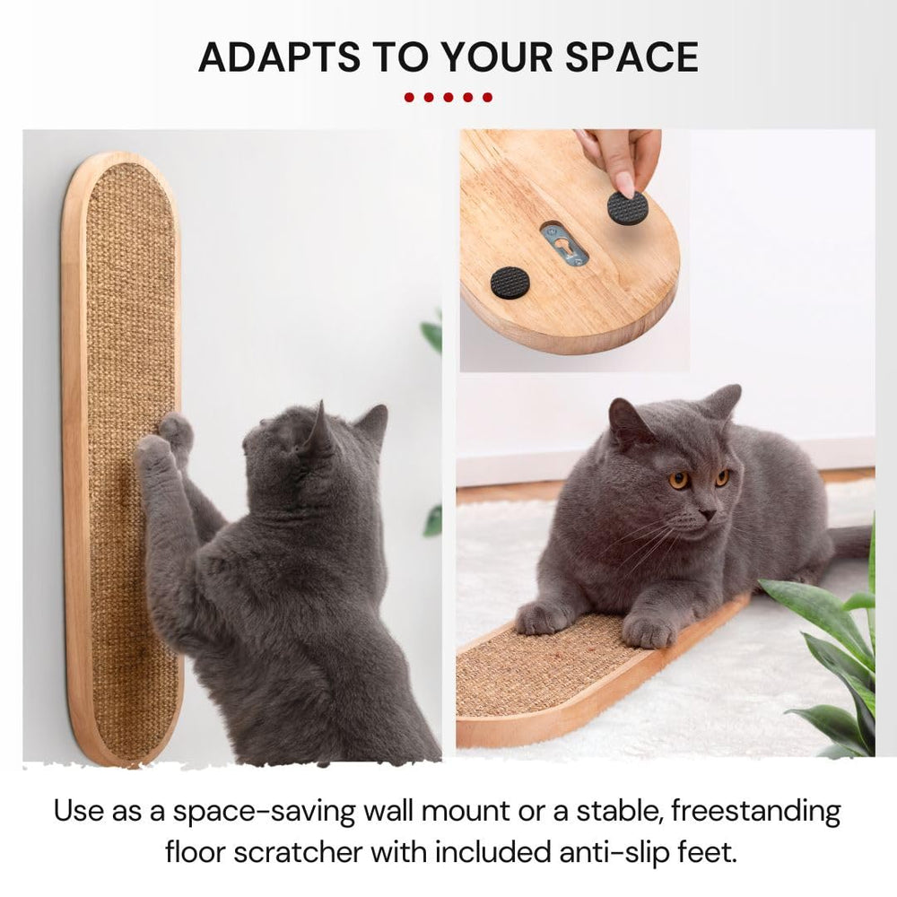 7 Ruby Road adjustable-height wall scratcher fits kittens to large cats.