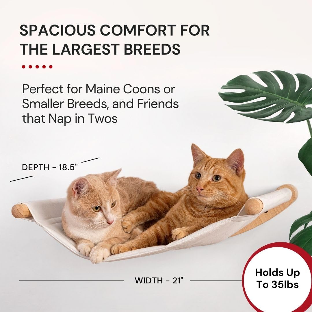 7 Ruby Road cat hammock wall mounted dimensions show 21 by 18.5 inches for large cats.