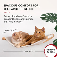 7 Ruby Road cat hammock wall mounted dimensions show 21 by 18.5 inches for large cats.