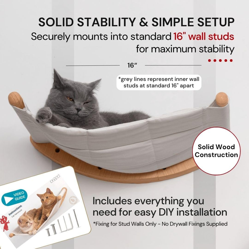 7 Ruby Road cat hammock wall mounted soft canvas shows double-stitched, durable cover.