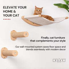 7 Ruby Road wooden cat wall shelves provide climbing perches while saving floor space.
