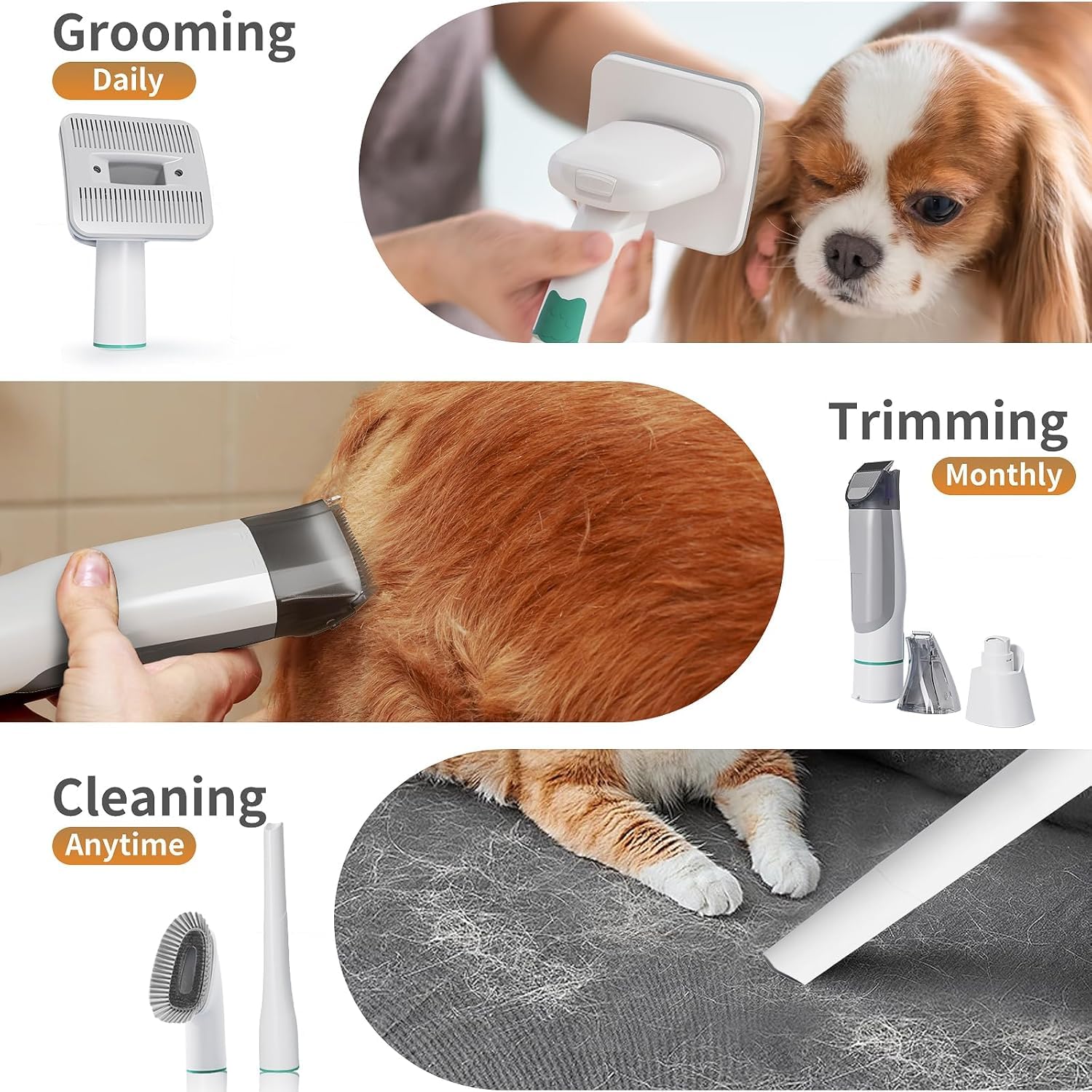8VR dog grooming kit 4.9 ft hose extends grooming reach outside or indoors