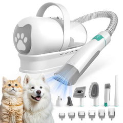 8VR dog grooming kit vacuum collection captures pet hair for a cleaner home