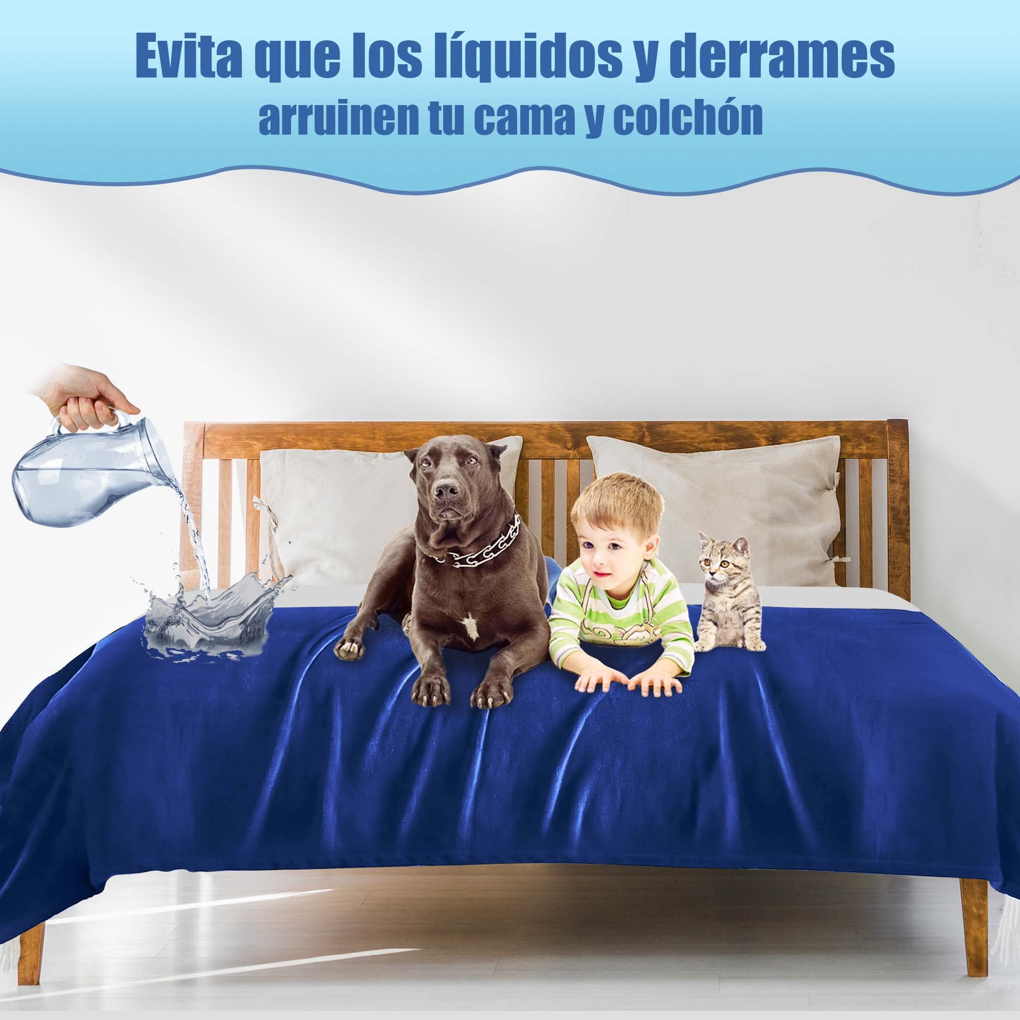 Bedding Aid pet-friendly feature shot shows hair-resistance for households with pets.