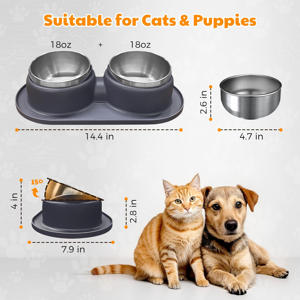 Trekora double-bowls-36oz set perfect for small pets' meals and water