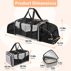 A.FATI portable double cat carrier with safety locking zippers for security