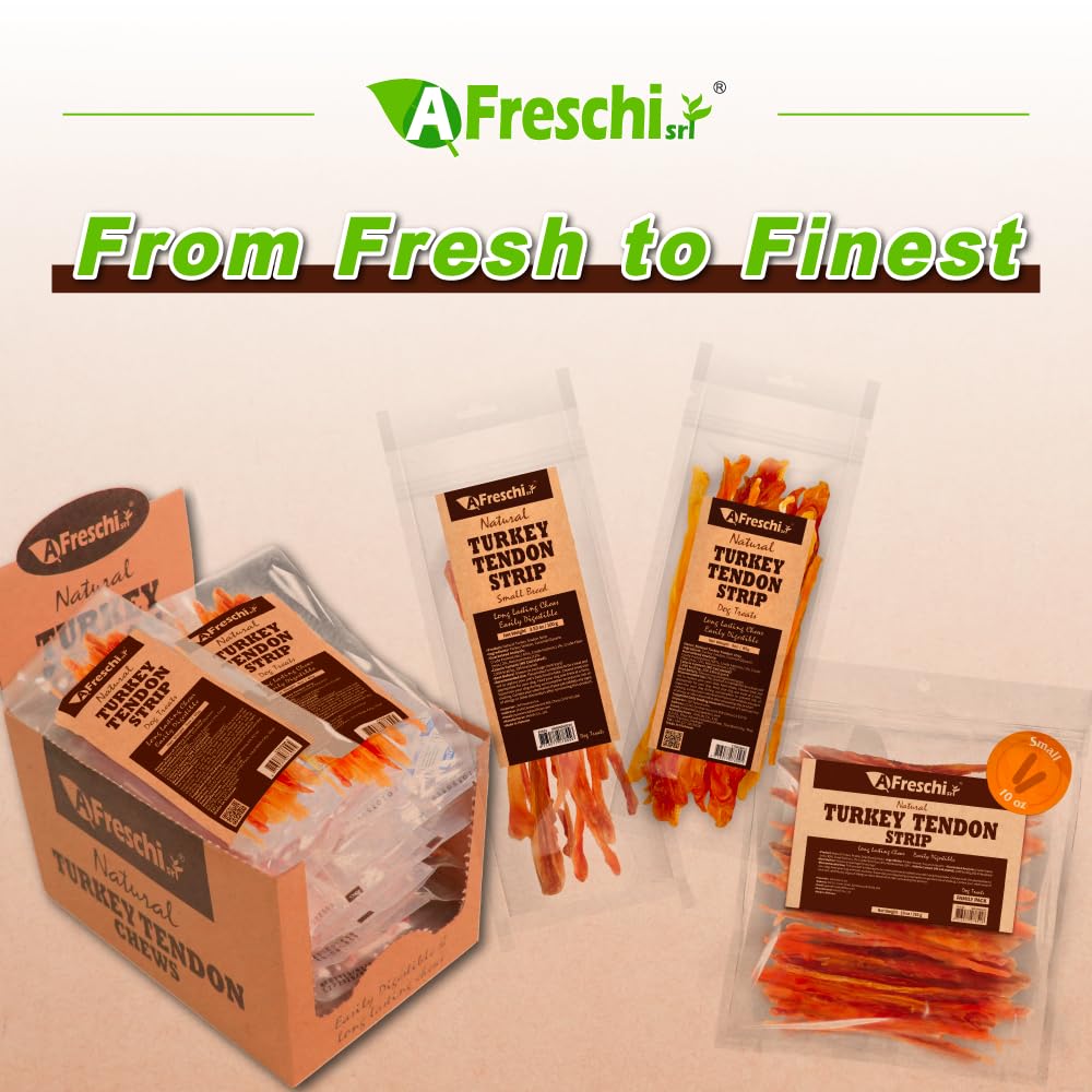 A Freschi srl small-breed friendly turkey tendon chews for compact dogs