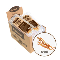A Freschi srl turkey tendons dog treats for training rewards on the counter