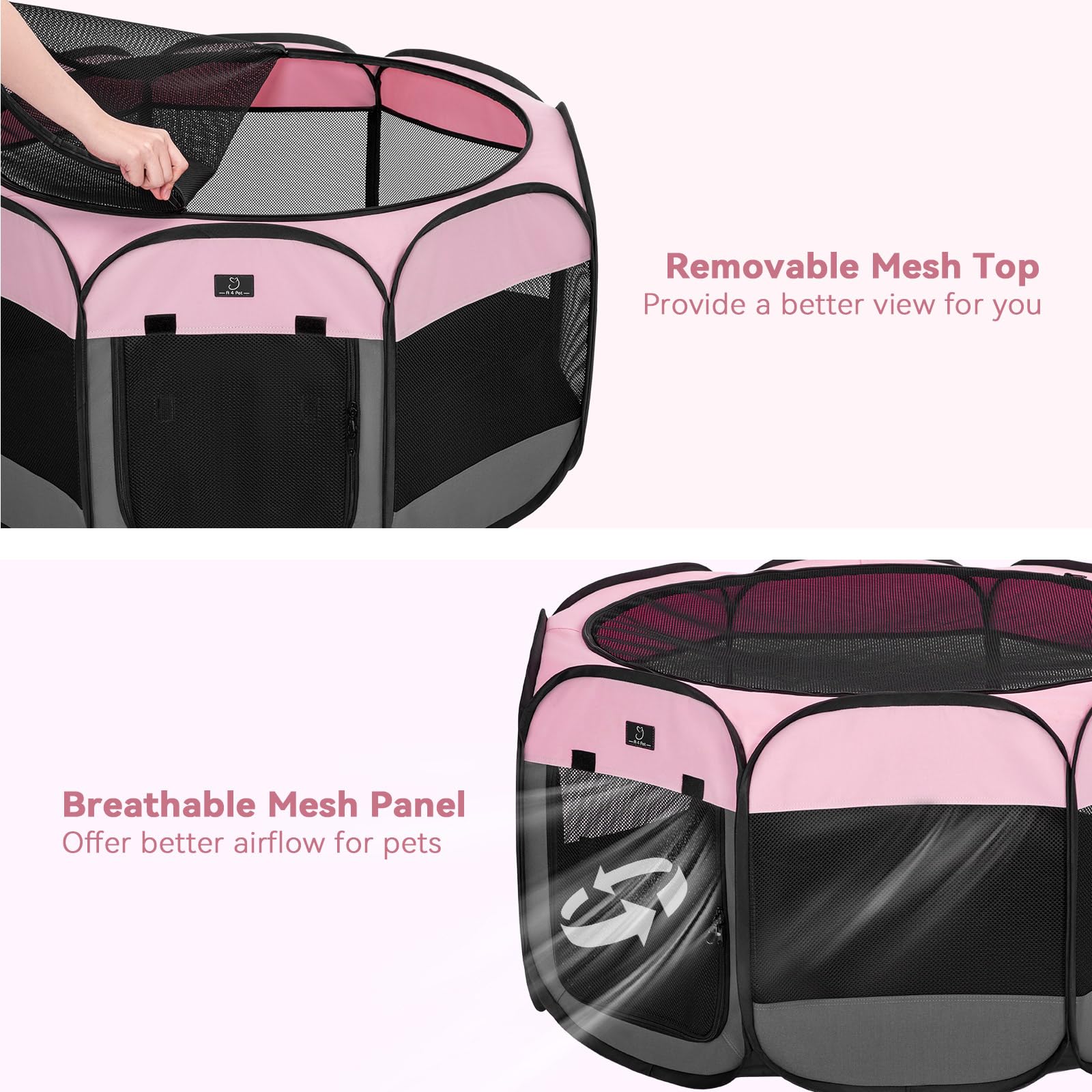 A4 Pet 360° mesh panels offer airflow and visibility.