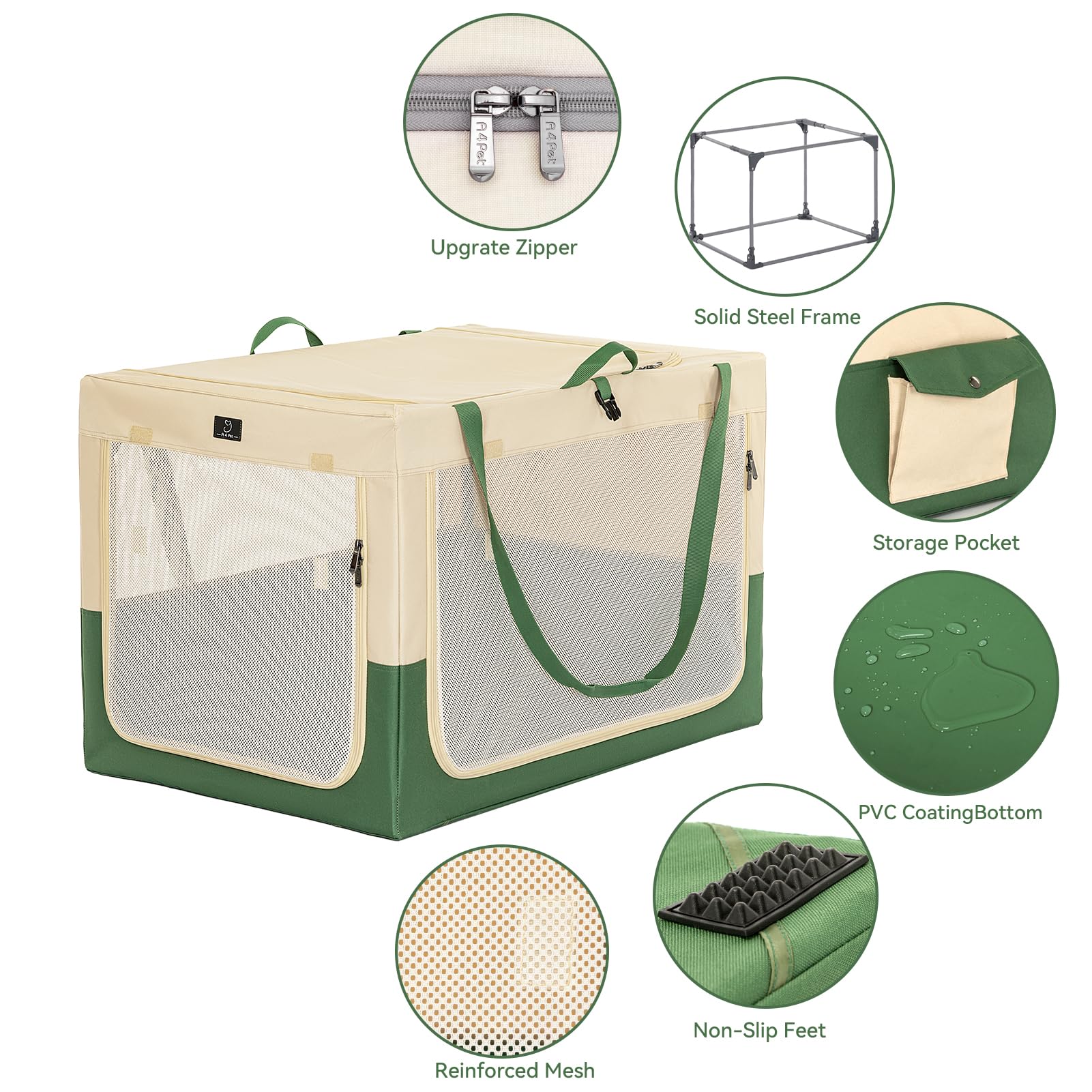 A 4 Pet 36in soft-dog-crate-travel demonstrates compact travel crate in vehicle