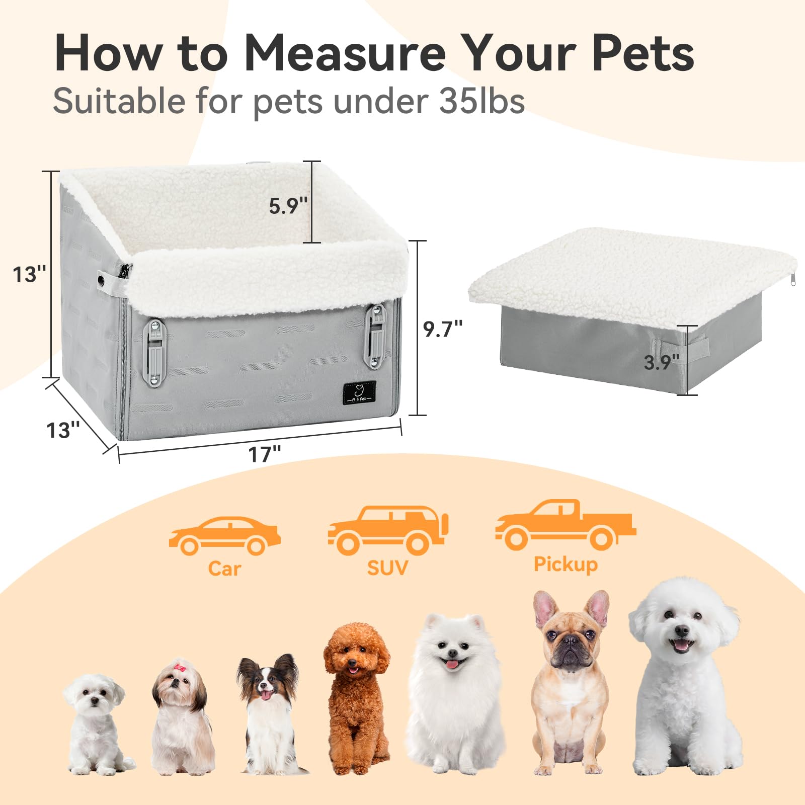 A 4 Pet car seat is compatible with cars, SUVs, and trucks for versatile use.