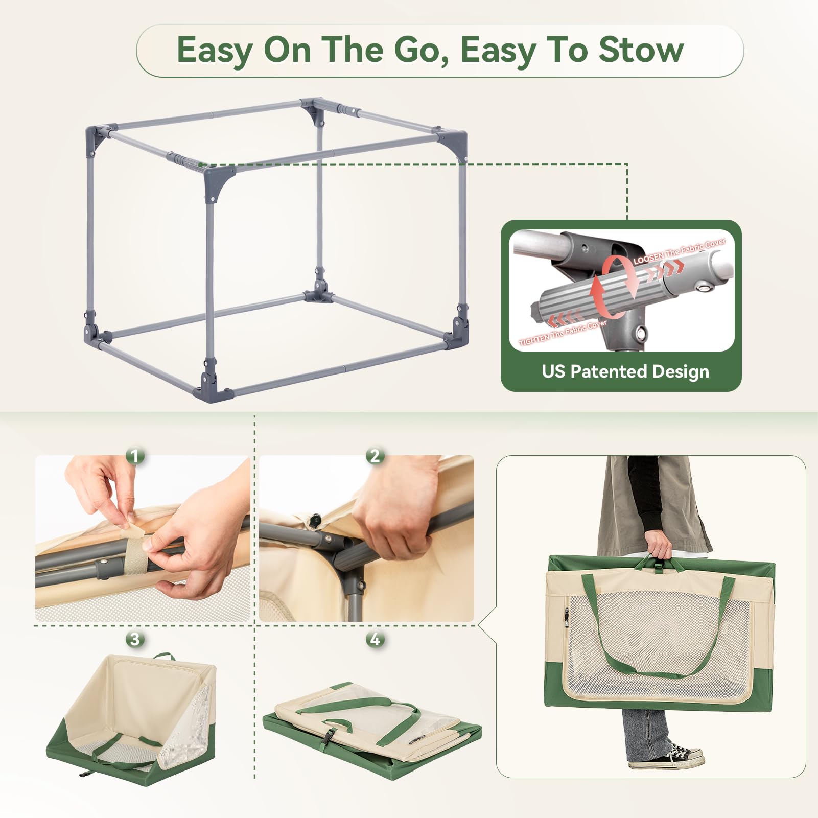 A 4 Pet patented screw-frame maintains taut fabric and tidy look