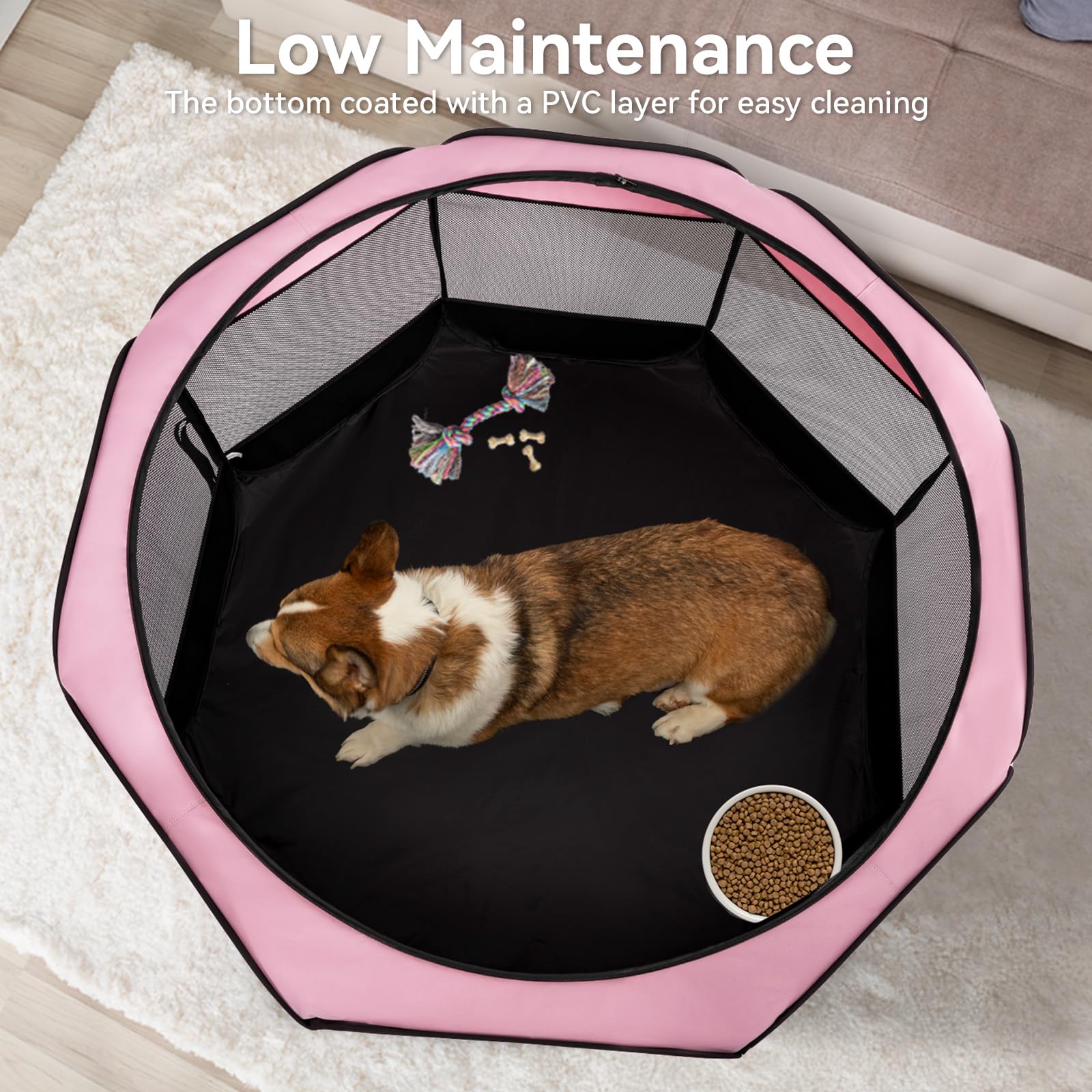 A4 Pet secure zippered door for safe enclosure and easy access.