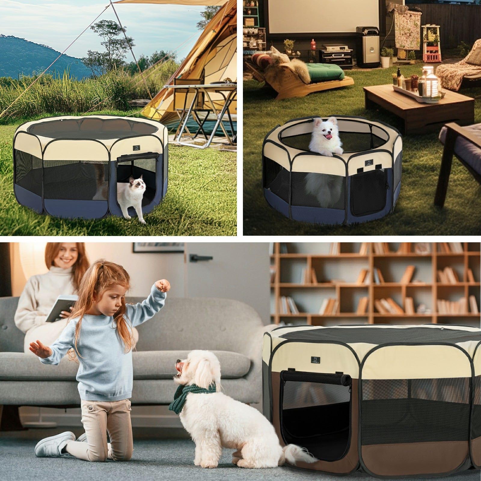 A 4 Pet secure zippered door keeps pets inside for safe indoor or outdoor use