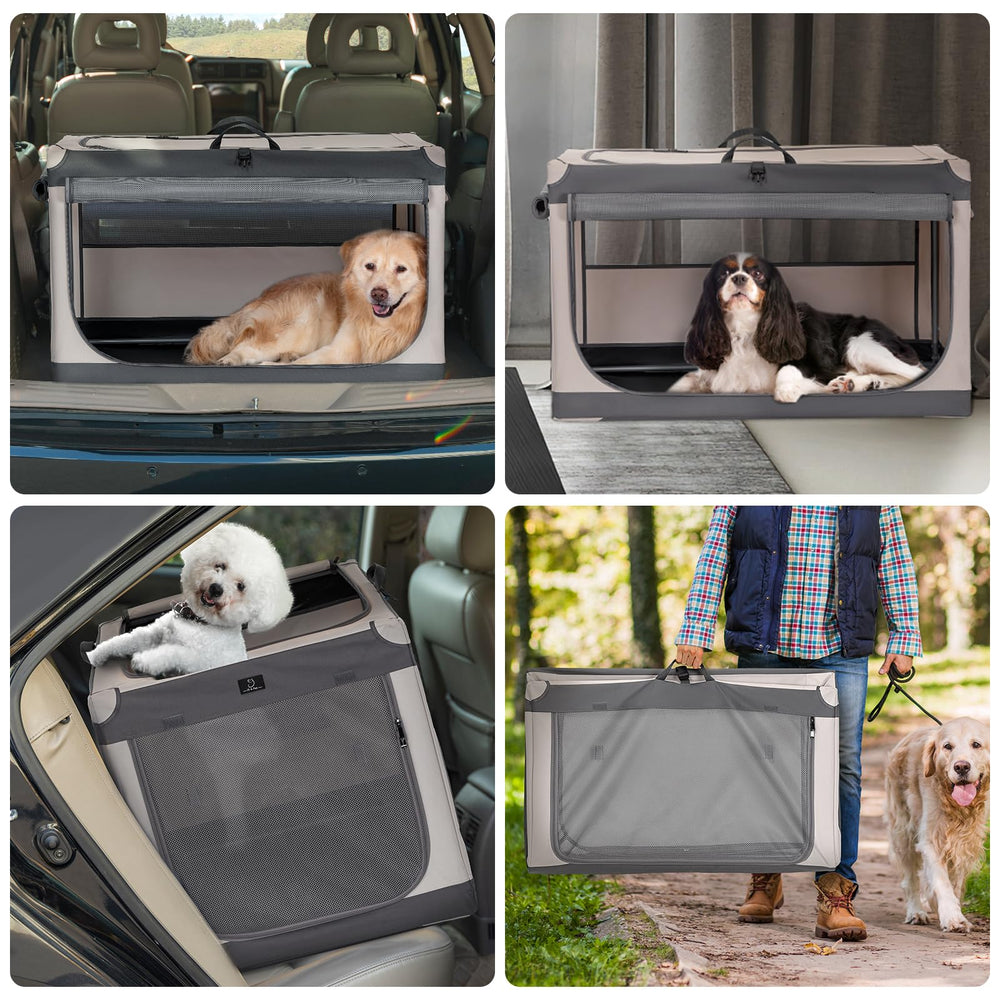 A4Pet 36-in crate for indoor and car use during travel.