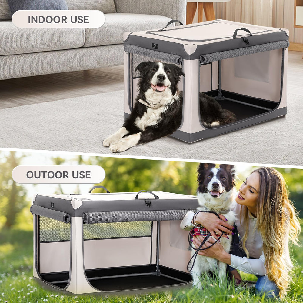 A4Pet crate with mesh windows for airflow and calm indoor use.