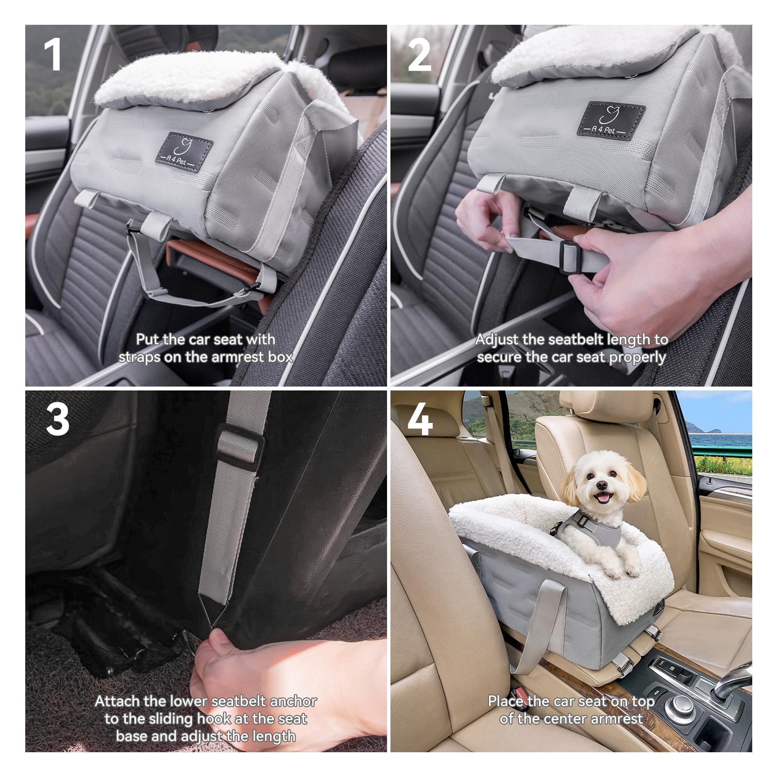 A 4 Pet center-console seat window-view design for curious pups.