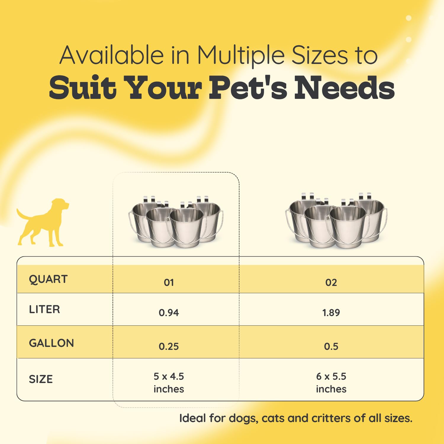 AASPIRE PETS 1qt stainless flat bucket food use for small animals