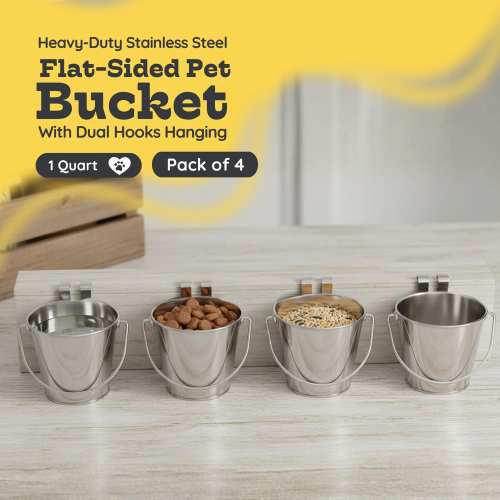 AASPIRE PETS 1qt stainless flat bucket hook detail for secure kennel mounting