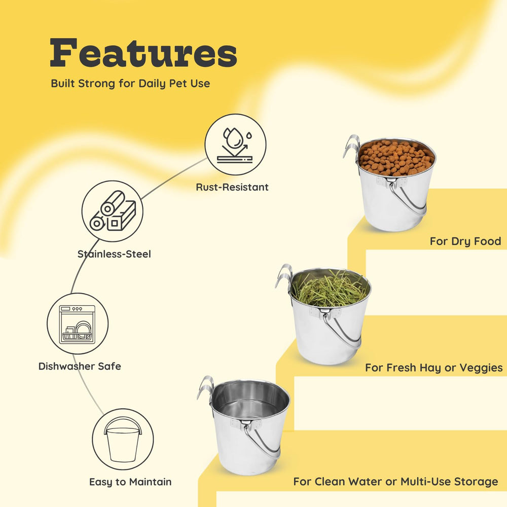 AASPIRE PETS 1qt stainless flat bucket inside clean for easy maintenance