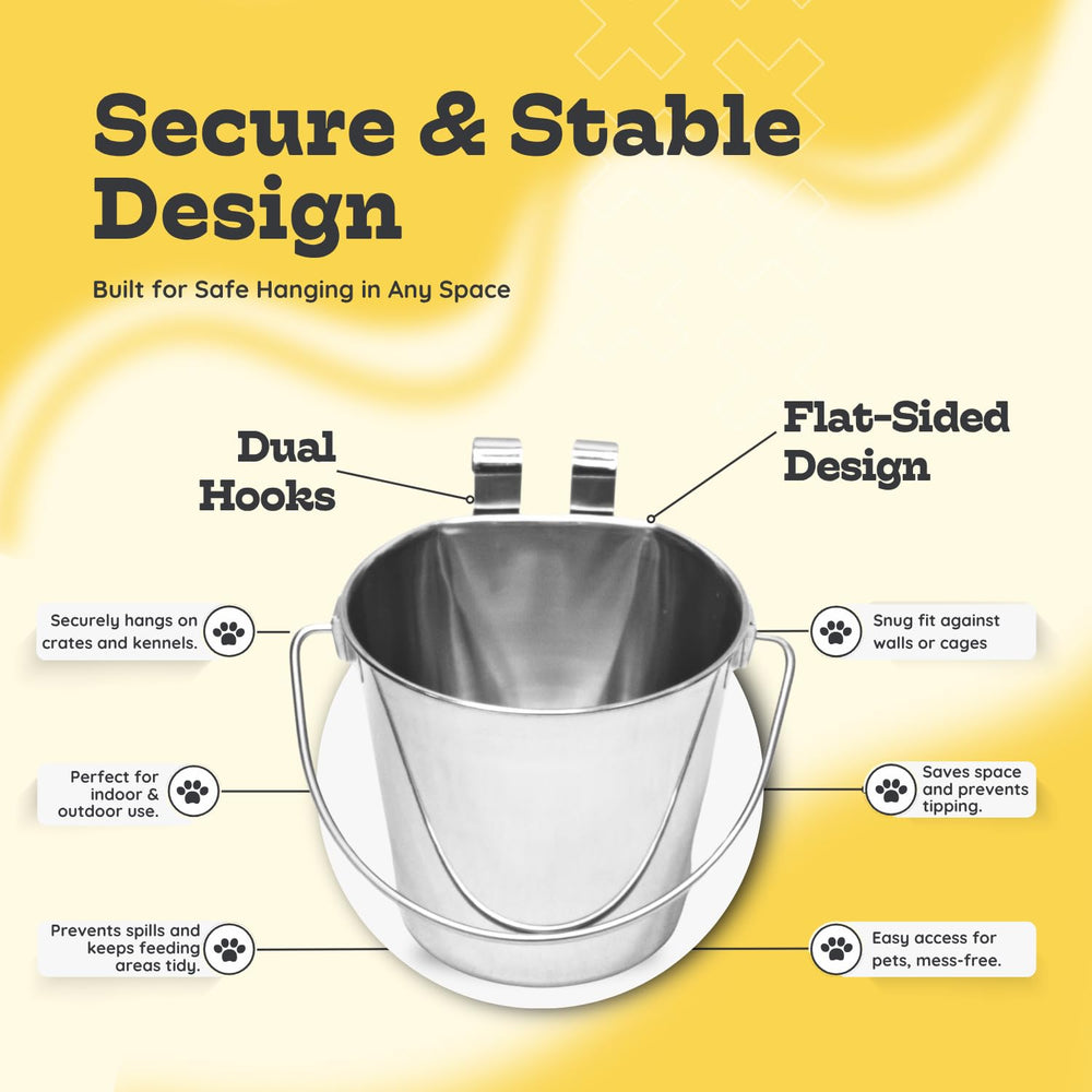 AASPIRE PETS 1qt stainless flat bucket pack of 4 for multiple stations