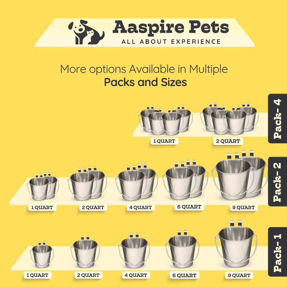 AASPIRE PETS 1qt stainless flat bucket storage for travel crates